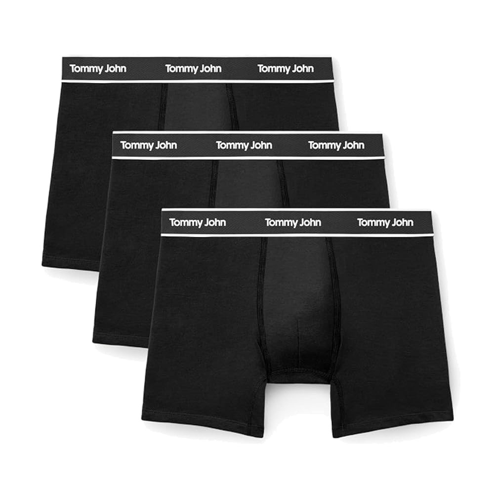 TOMMY JOHN men’s Essential 6” Cool Cotton Stretch Boxer Brief Underwear 3 Pack